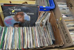THREE BOXES LPs AND SINGLES, over two hundred 45rpm records mostly from the 1980s (3 boxes) (list