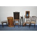 A SELECTION OF OCCASSIONAL FURNITURE, to include a hardwood corner unit, a walnut occasional