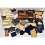 A BOX OF ASSORTED JEWELLERY BOXES, to include a large hinged jewellery box with multiple