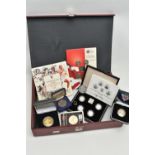 A FILE BOX CONTAINING MAINLY UK COINAGE TO INCLUDE: Royal Mint Boxed 1984-1987 Silver proof Piedfort