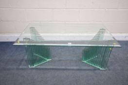A GLASS SUPERCALIF COFFEE TABLE, possibly designed by Luigi Massoni for Gallotti & Radice Italy