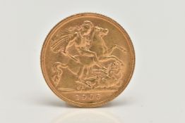 A GOLD HALF SOVEREIGN EDWARD VII 1906, 3.99 grams, 0.916 fine, 19.30mm