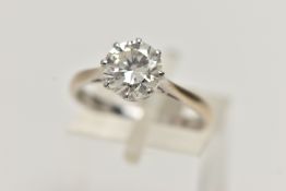 A MODERN SINGLE STONE DIAMOND RING, round brilliant cut diamond, estimated carat weight 1.50ct,