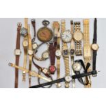 A SMALL BOX OF WRISTWATCHES, to include a few early and mid 20th century examples, also including
