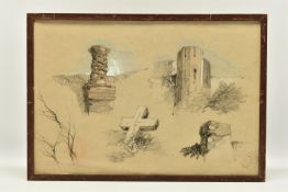 HENRY BRIGHT (1814-1873) ARCHITECTURAL STUDIES, initialled bottom right, chalk on paper, approximate
