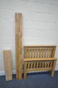 A MODERN LIGHT OAK SINGLE BED, with side rails and bolts (condition:- good condition)