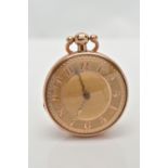 AN EARLY 19TH CENTURY 18CT GOLD OPEN FACE POCKET WATCH, key wound movement, gilt dial unsigned,