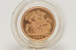 A GOLD PROOF HALF SOVEREIGN COIN ELIZABETH II 1980, 0.916 fine, 3.99 grams, 19.30mm