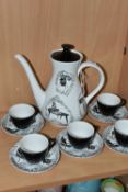 AN ELEVEN PIECE RIDGWAY HOMEMAKER PART COFFEE SET, comprising a coffee pot, five coffee cups and