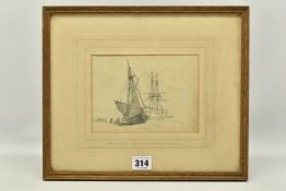 ATTRIBUTED TO JOHN SELL COTMAN (1782-1842) 'BOATS - A LEAF FROM HIS SKETCH BOOK', a study of working