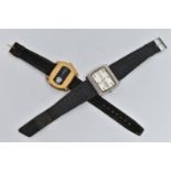TWO GENTS WRIST WATCHES, the first automatic movement, rectangle dial signed 'Cyma by Synchron',