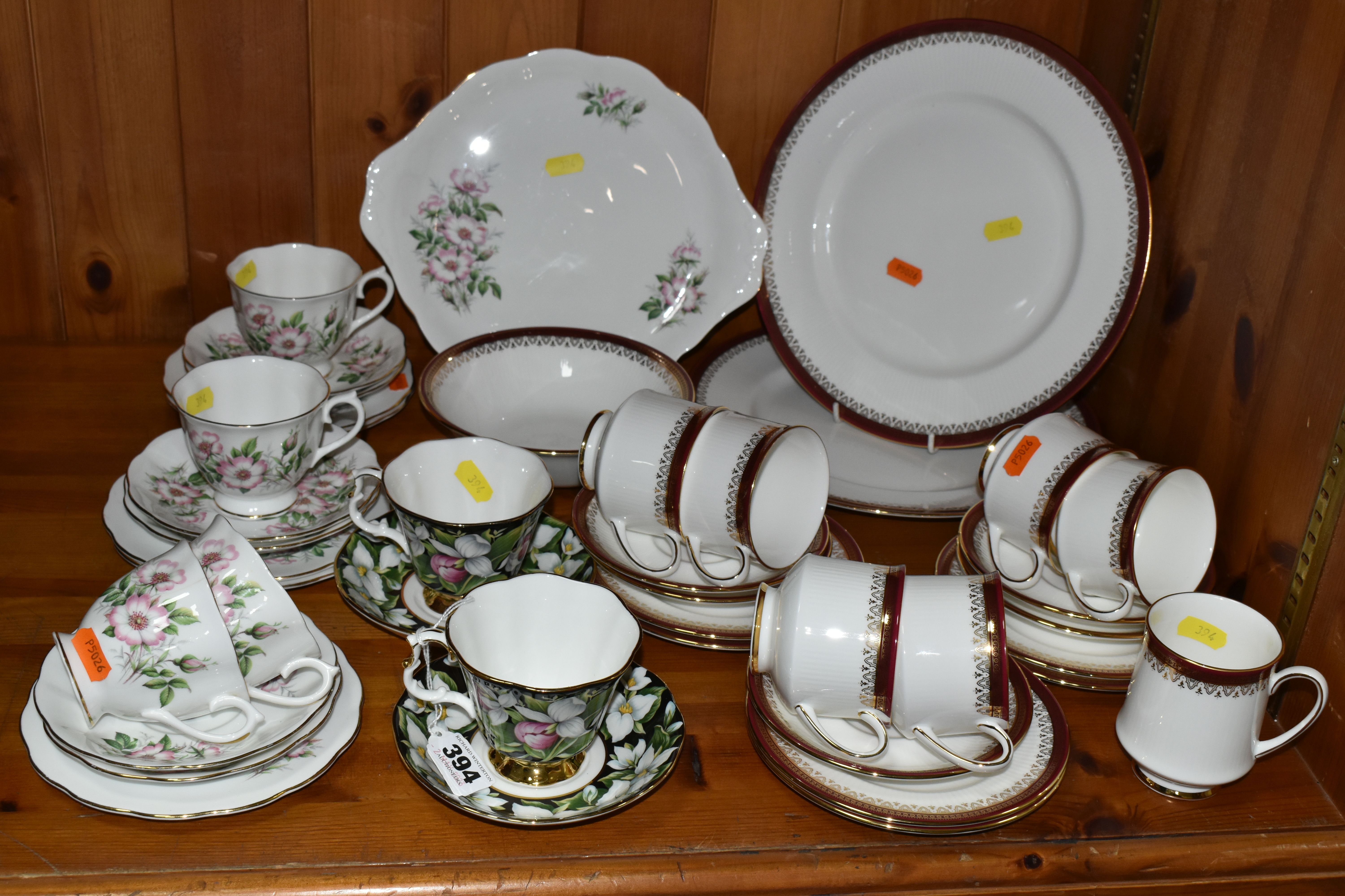 A GROUP OF ASSORTED TEAWARE, comprising two Royal Albert 'Provincial Flowers' pattern tea cups and