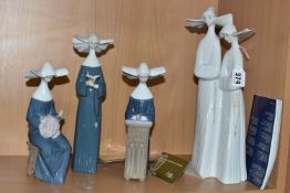 FOUR BOXED LLADRO FIGURES OF NUNS, comprising Nuns no 4611, sculptor Fulgencio Garcia, issued 1969-
