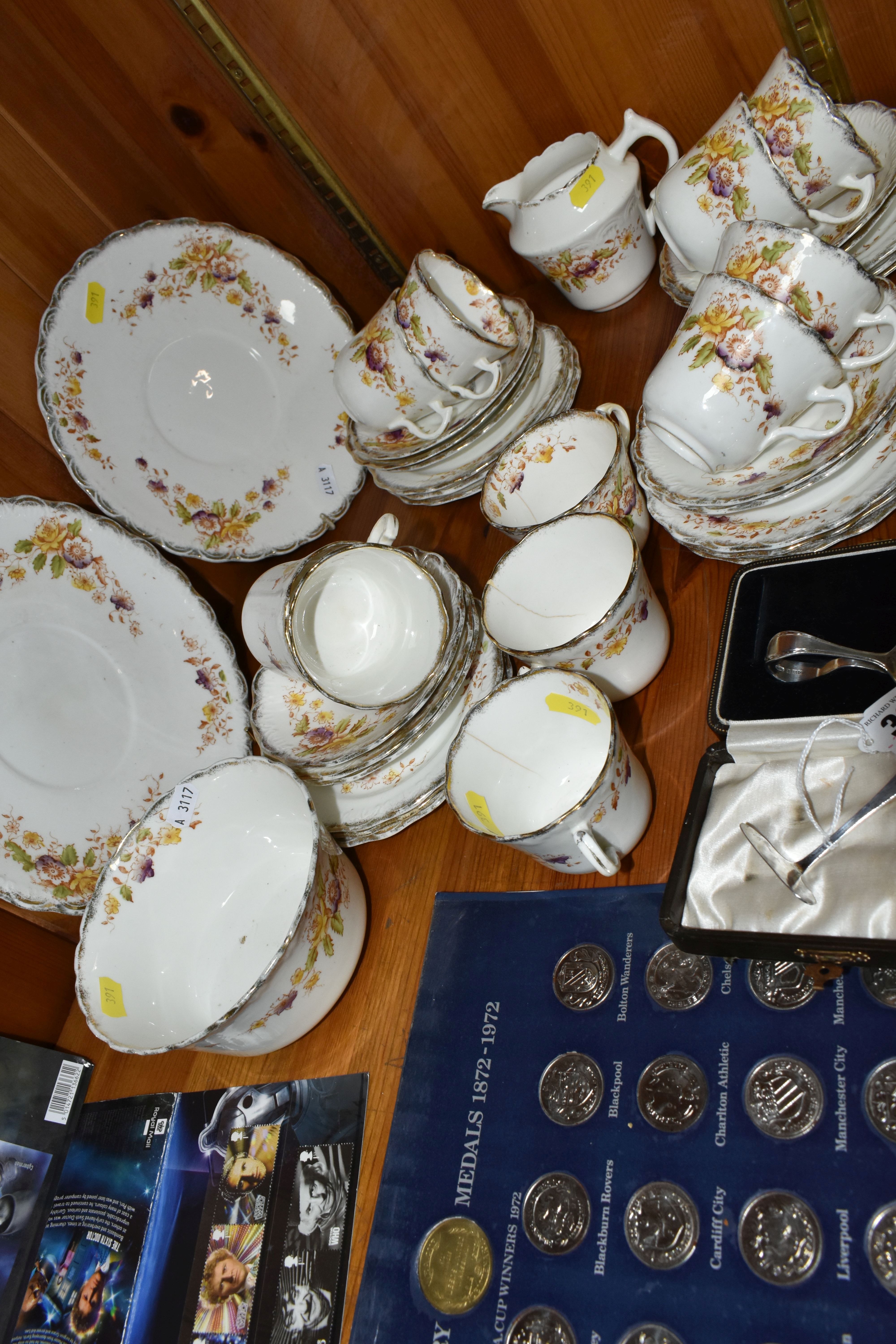 A ROYAL ALBERT 'FLORENCE' PATTERN TEA SET TOGETHER WITH TWO WORLD CUP COIN COLLECTIONS, comprising - Image 3 of 11