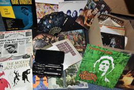 ONE BOX OF RECORDS AND EPHEMERA, to include twenty two vinyl LPs including David Bowie Diamond