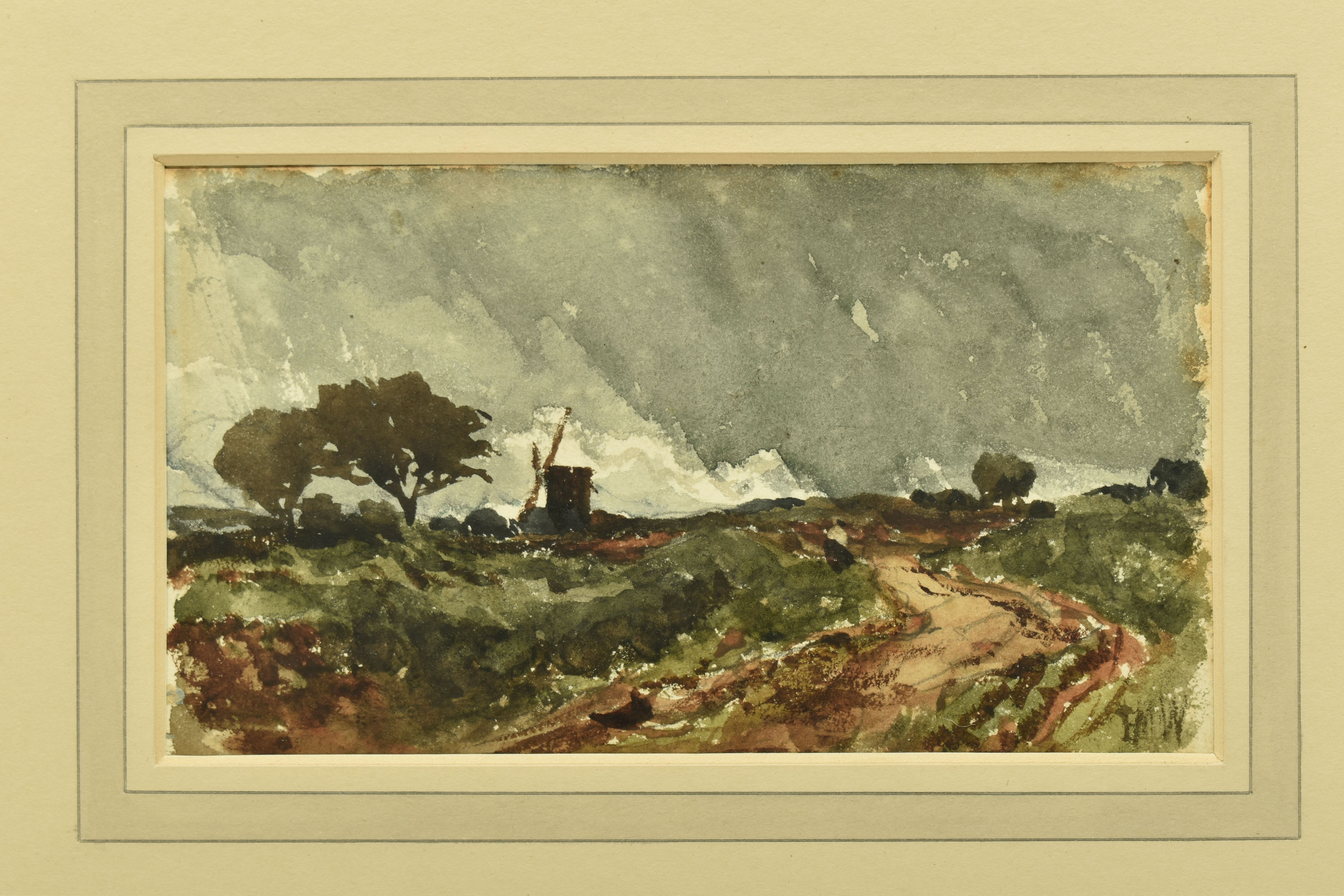 EDMUND MORISON WIMPERIS (1835-1900) STORMY LANDSCAPE WITH WINDMILL, a landscape study with - Image 2 of 5