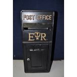 A METAL POST OFFICE E-R POST BOX with key measuring width 25cm x depth 24cm x height 58cm