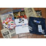 A QUANTITY OF ASSORTED FOOTBALL MEMORABILIA, to include 1966 and 1970 world cup guides, 1994 USA
