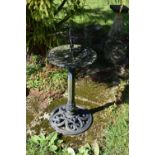 A MODERN CAST ALUMINIUM SUNDIAL ON STAND over painted in black 82cm high( this lot is not sold on