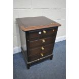 A STAG MINSTREL BEDSIDE CHEST OF FOUR DRAWERS width 53cm x depth 47cm x height 73cm (condition:-