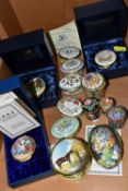 A COLLECTION OF ENAMEL TRINKET BOXES, comprising a limited edition 132/1000 Leslie Creasey