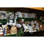 FIVE BOXES AND LOOSE CERAMICS AND SUNDRY ITEMS ETC, to include Royal Worcester, Wedgwood and Queen