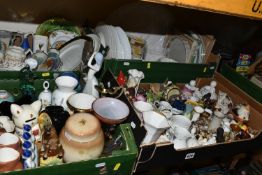 FIVE BOXES AND LOOSE CERAMICS AND SUNDRY ITEMS ETC, to include Royal Worcester, Wedgwood and Queen