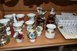 A COLLECTION OF CERAMICS, GLASS AND SUNDRY ITEMS, to include two gilt Turkish? glass jars with lids,