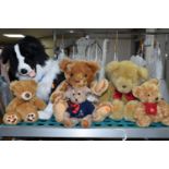 A QUANTITY OF MODERN SOFT TOYS AND BEARS, to include a large PJD Creations Border Collie, Keel