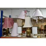 A GROUP OF EIGHT TABLE LAMPS, comprising two pairs of bedside lamps, two kitchen pots stands, two