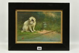 CUTHBERT EDMUND SWAN (1870-1931) WATCHING AND WAITING, a terrier dog sits watching a fishing