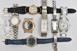 AN ASSORTMENT OF WRISTWATCHES, to include a ladys stainless steel and ceramic 'Tissot' T-Trend