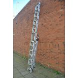 AN ALUMINIUM DOUBLE EXTENSION LADDER, and a young man 3 way combination ladder (2)