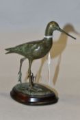 PATRICIA A NORTHCROFT (CONTEMPORARY) A BRONZE SCULPTURE OF A BLACK TAILED GODWIT, walking in a