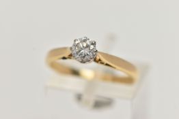 AN 18CT GOLD DIAMOND RING, a single round brilliant cut diamond, approximate diamond carat weight