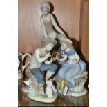 FOUR LLADRO NAO FIGURINES, comprising 0136 'Girl At The Water Fountain, 1106 'Friendly Advice' (