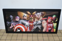 ALEX ROSS FOR MARVEL COMICS 'ASSEMBLE', a signed Delux limited print on canvas, depicting Avengers