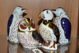FOUR BIRD PAPERWEIGHTS - INCLUDING TWO ROYAL CROWN DERBY PAPERWEIGHTS, comprising a Royal Crown