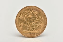 A HALF SOVEREIGN COIN, depicting Queen Victoria, dated 1899, approximate gross weight 4.1 grams