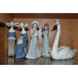 FIVE LLADRO FIGURES, comprising Graceful Swan 5230, sculptor Francisco Catalá, issued 1984-2000,