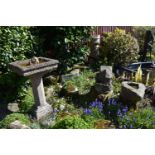 A COMPOSITE TWO PIECE BIRD BATH width 53cm depth 53cm height 85cm along with a Mill garden