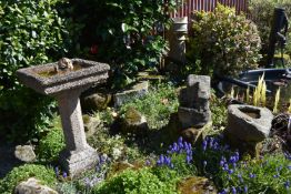 A COMPOSITE TWO PIECE BIRD BATH width 53cm depth 53cm height 85cm along with a Mill garden