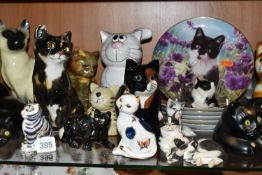 A COLLECTION OF CAT FIGURINES, comprising a Royal Crown Derby Grey Kitten, height 8cm introduced