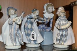 A GROUP OF LLADRO FIGURES, comprising a Musical Harlequin set 'Circus Serenade' 5694