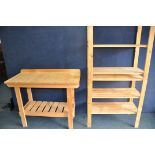 A PINE WORKBENCH with undershelf measuring width 117cm x depth 54cm x height 98cm along with a