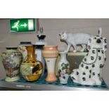 A GROUP OF LARGE VASES, A TABLE LAMP, AND DECORATIVE HOMEWARES, to include a boxed Country Artists