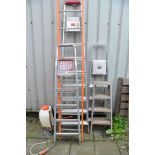 A SELECTION OF LADDERS to include a set of abru four step stepladders, an unbranded set of