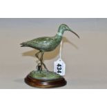 PATRICIA A NORTHCROFT (CONTEMPORARY) A BRONZE SCULPTURE OF A WHIMBREL, walking in a naturalistic