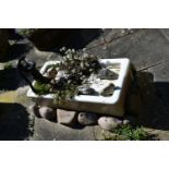 A VINTAGE ENAMEL SINK WITH DRAINER width 92cm depth 45cm height 24cm along with a series of