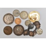 A FULL SOVEREIGN AND SMALL ASSORTMENT OF COINS, depicting George and the Dragon 1906, Edward VII